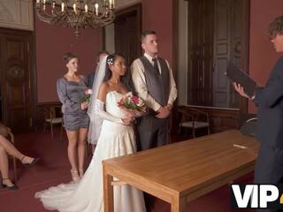 VIP4K. sexy newlyweds cant resist and get intimate right after wedding