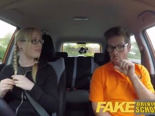 Fake Driving School pigtail cookie with hairy teen pussy creampie immediately 10 min after lesson