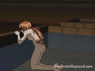 Röd håriga animen homosexuell få analt borrade av en stor axel vovve stil